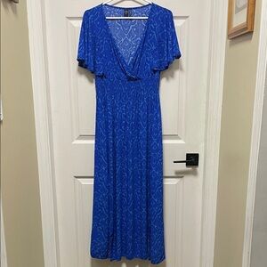 ICONE | Par Simons | Royal Blue | Midi Dress | Geometric Pattern | Size M